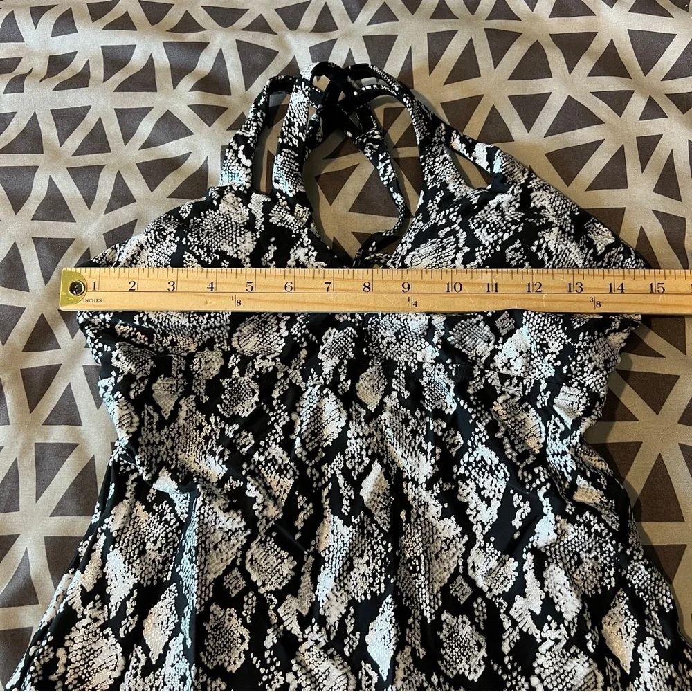 Ibiza Size S‎ Metallic Reptile Snake Print Strappy Cutout Front Tankini Swimwear